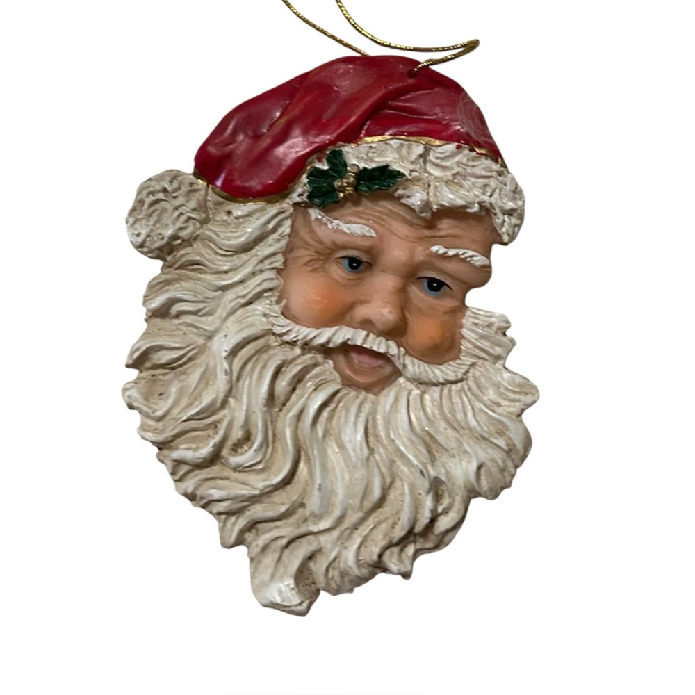 Vintage Santa Clause Christmas Ornament Resin Face